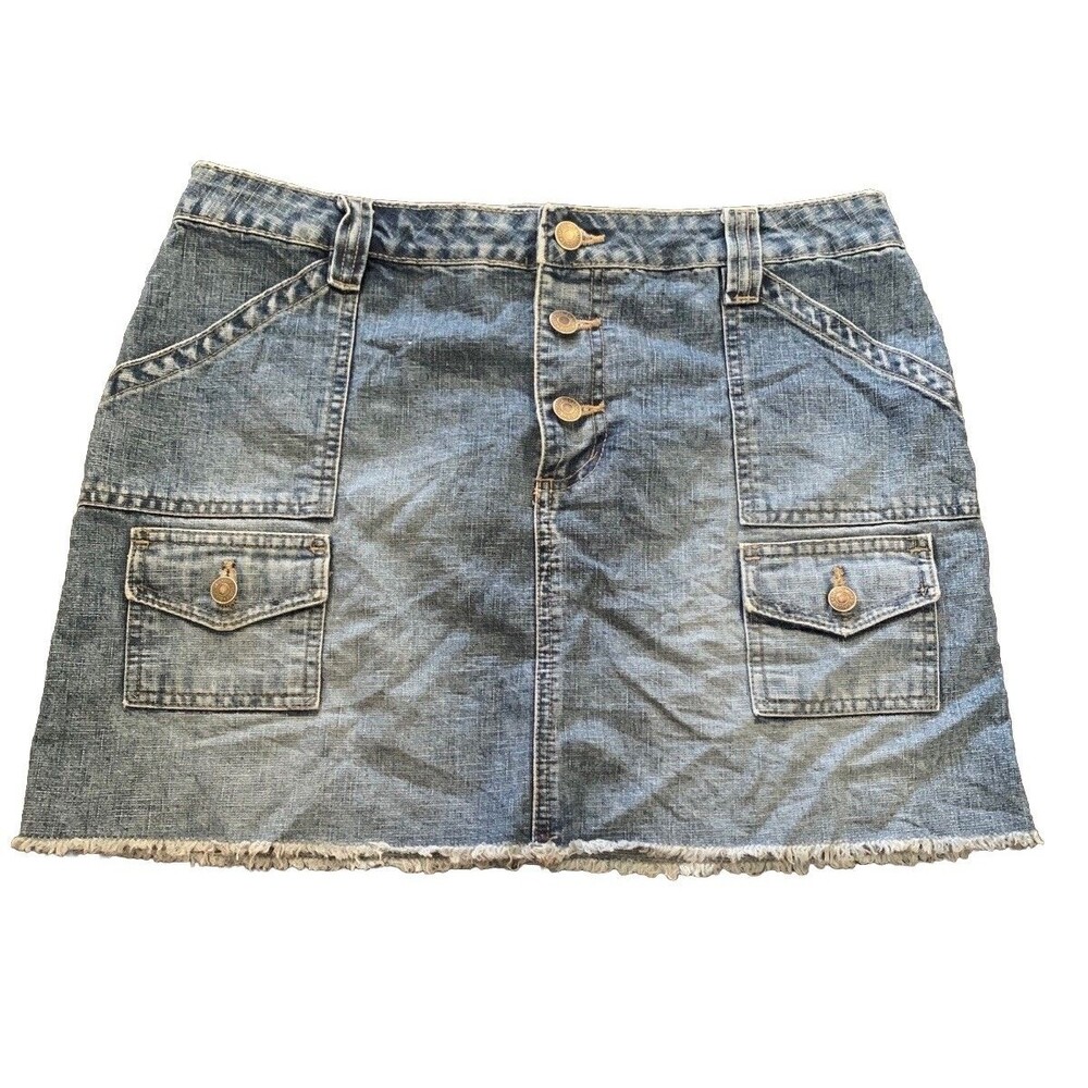 Aeropostale Cargo Mini Skirt Women’s Sz Small Blue Denim Utility Y2K Cotton 5/6